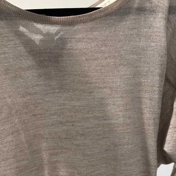 LOFT Metallic Light Gold Crewneck Sweater - Picture 2 of 4